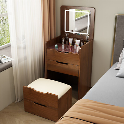 Vanity Desk Makeup Table Set Dressing Table with LED Light & Mirror White/Walnut | eBay Vanity Desk Makeup Table Set Dressing Table with LED Light & Mirror White/Walnut | eBay