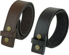 Mens Leather Press Stud Belt Snap On in Black Brown Own Buckle by Ashford Ridge
