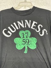 Guinness Beer Shirt Mens M Medium Black Short Sleeve Clover Logo