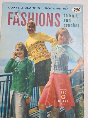 Sweater Dress jacket Fashions Coats & Clarks 157 Crochet Knit Pattern VTG Red