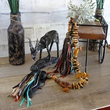 African Decor Animal Shape Bead Garland Tribal Beaded Tassle Safari Bead Garland