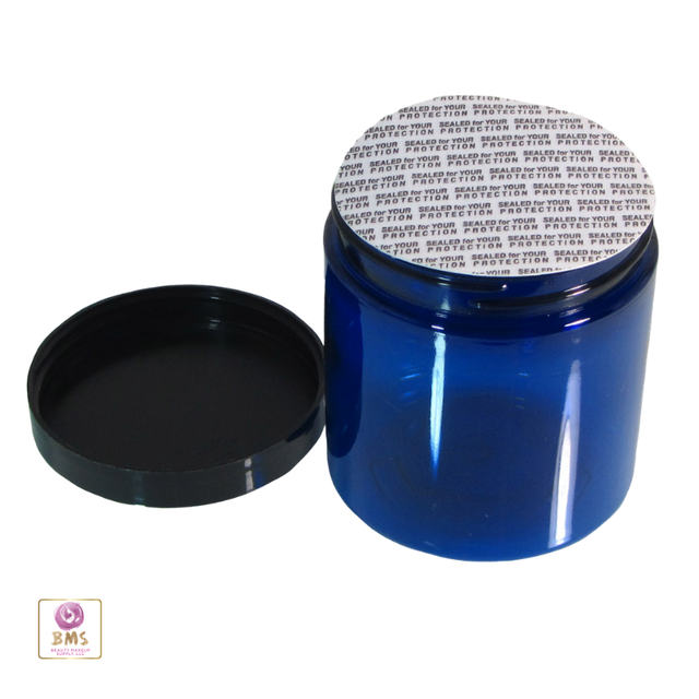 Plastic Jars Blue Beauty Containers Tamper Proof Sealers 8 oz (32 pcs