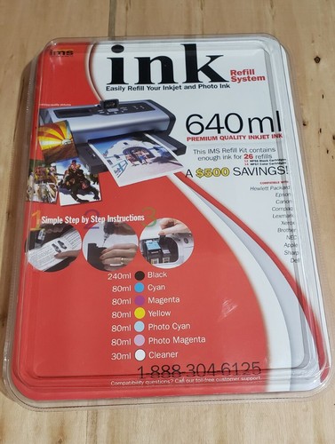 IMS Ink Refill System 640ml Premium Quality Inkjet Ink HP-Epson-Canon-Lexmark+ - Picture 2 of 6