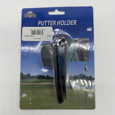 On Course Putter Holder With Ball Marker (Black, Clip On Golf Bag Accessory) NEW
