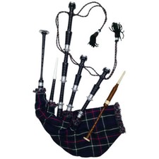 CC Bagpipe Rose Wood Silver Mount with Tutor Book Scottish Highland Black Finish