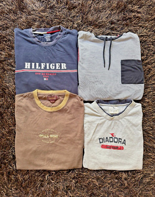 Vintage Mens T Shirt Lot x4 Tommy Hilfiger Driza Bone Diadora Size XL / XXL