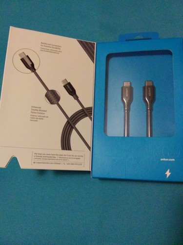 Anker Power Line+ 6-FT USB-C to USB-C 2.0 ChargeCABLE Strong Braided Nylon HQ-B1 - Picture 4 of 12