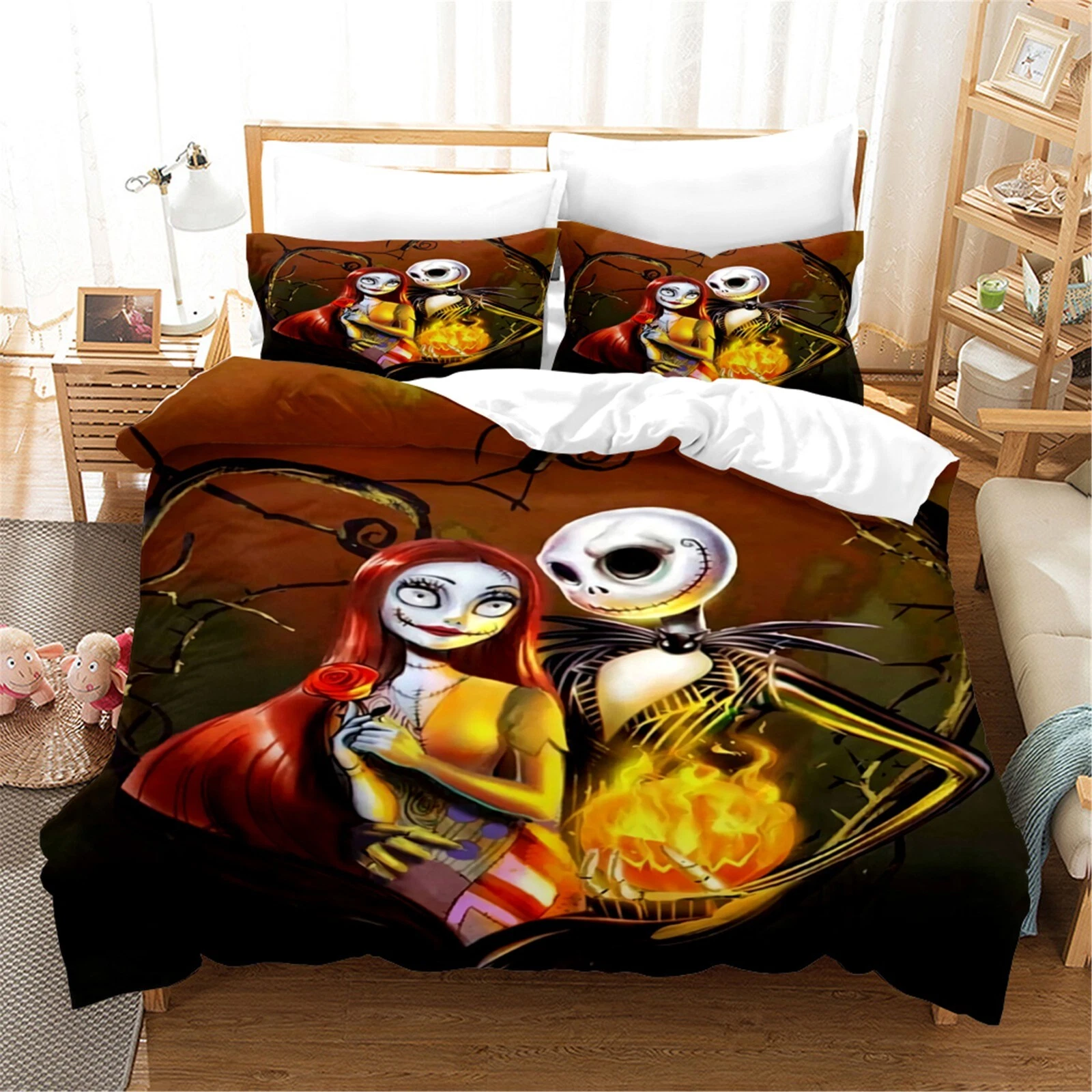 3D Skull Christmas Pattern Love Bedding Set | Christmas Gift | Christmas Decor