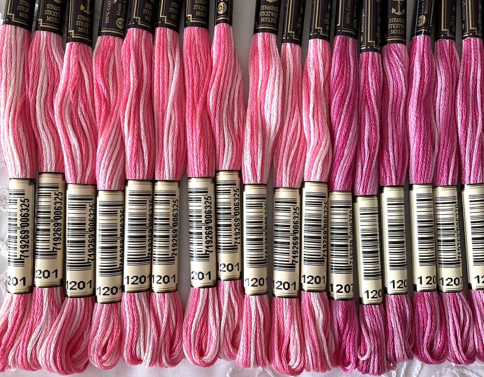 Anchor Embroidery Floss Lot of 22 Shades of Pinks Variegated #1201 #1207 New - Image 2 of 4