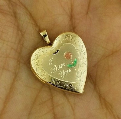 Scripted Photo Locket Charm 14K 