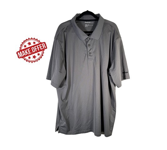 Reebok Golf Grey Short Sleeve Casual Activewear Collared Polo Shirt Top | 2XLT