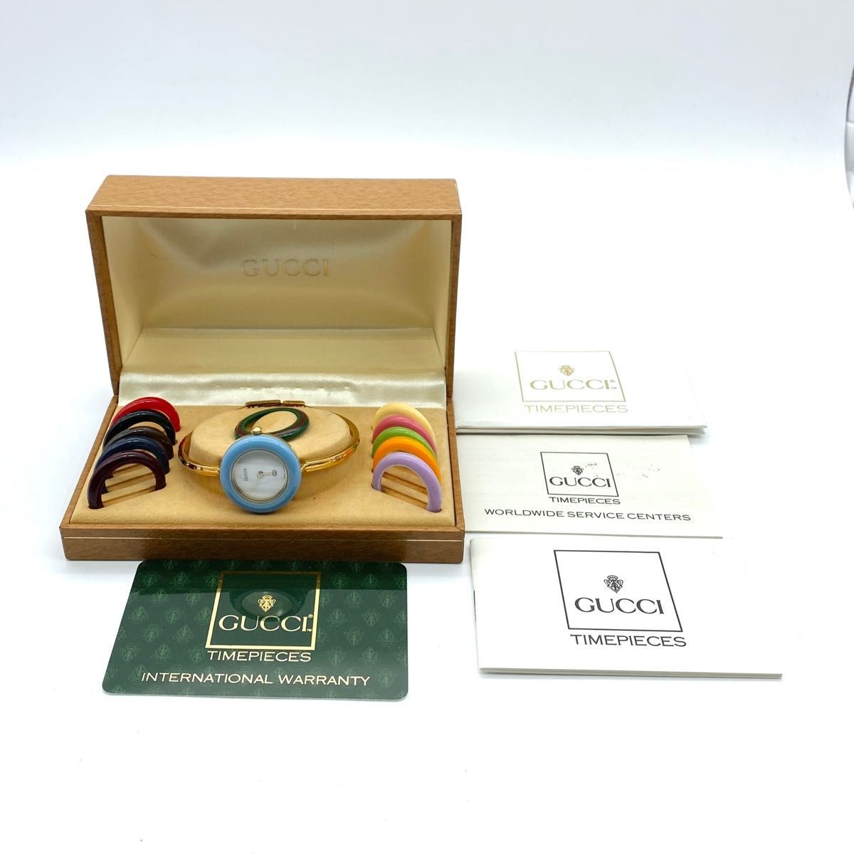 GUCCI Change Bezel Watch 2.5cm Case 16-16.5cm White Dial Gold Japan Vintage thumbnail 3