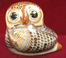 Vintage 1960s Tonala Owl Figurine Mexican Folk Art Pottery 6.75 inch