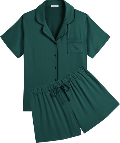 Women Pajamas Set Soft Classic Bride Pjs Comfy Short Sleeve Sleepwear Loungewear - Foto 8 di 70