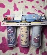 Disney Pixar Cars 3-Pack Insulated Straw Cups 9oz Spill Proof - New, SEE DETAILS