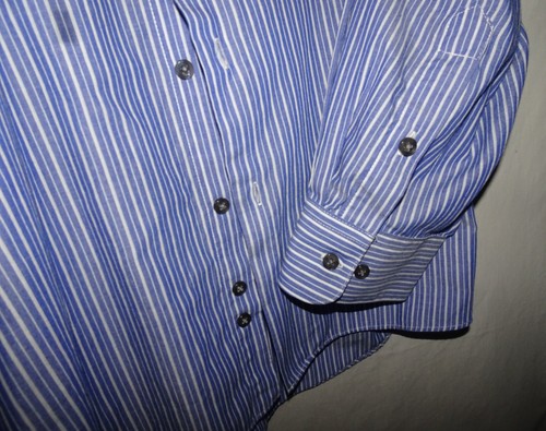 JOHN ASHFORD JA Men's Oxford Dress Blue Strip Shirt Size 18- 18 1/2  34-35 - Picture 12 of 13