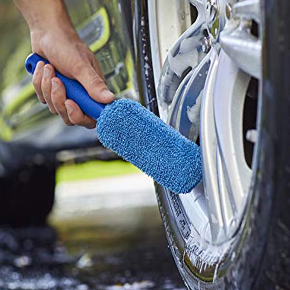 Brosse Nettoyage Roue Microfibre Voiture Jante Pneu Poignée - Photo 2/2