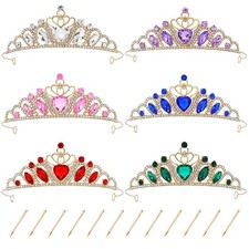inSowni 6pcs Gold Metal Glitter Gem Crystal Rhinestone Tiara Crown Headbands ...