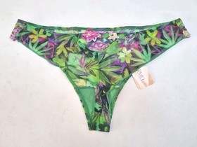 Lise Charmel Thong Ile En Fleur Embroidered Lace Green Multi Floral Size Medium.