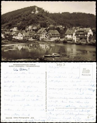 Ansichtskarte Bad Liebenzell Ruderer auf Teich, Stadt und Burg 1961