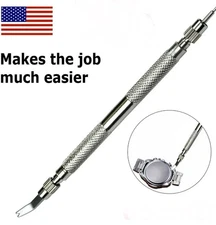 2 Sided Watch Back Cover Opener Repair Tool Battery Removal Pry Lever Pin Pusher