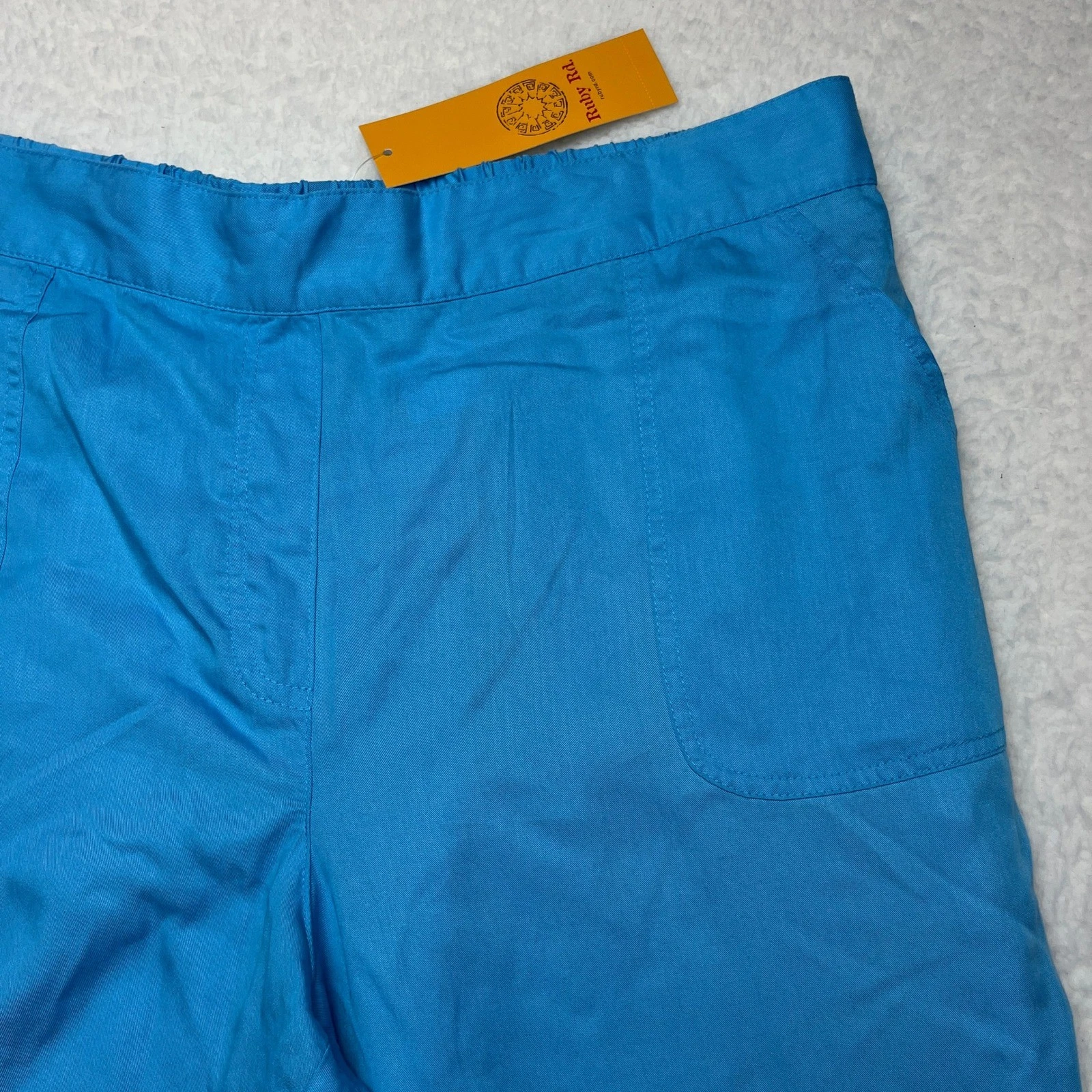 Ruby Rd Capri Pants Womens 14 Blue Isla Verde VD Tencel Lyocell 23401 VD 961