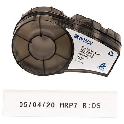 BRADY M21-750-488 Label Cartridge,Black/White,3/4 In. W 3PXY7