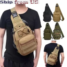 Mens Backpack Tactical Sling Shoulder Bag Molle Travel Chest Pack Outdoor Hiking
