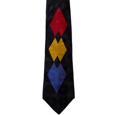 Bugatti 100 Italian Silk Geometric Diamond Pattern Men's Necktie Black