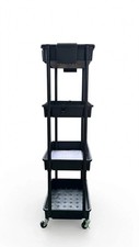 Rolling Storage Cart - 4-Tier Black Plastic Utility Cart, Open Box