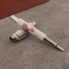 Jinhao 955 Fountain Pen & Converter, Medium Nib, Porcelain Design, Red Plum