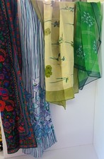 Lot Of 4 Vintage Scarves Mixed Sizes and material Variety. 90's, Earlier