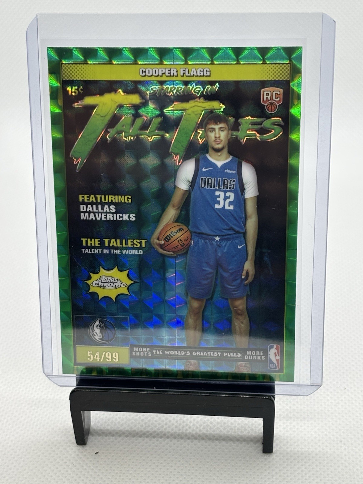 2025-26 Topps Chrome Cooper Flagg Tall Tales RC Geometric Green Refractor 54/99