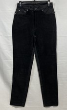 Paolo Santini Vintage Y2K Black Suede Leather Front High Rise Pants Women's 10