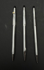 Set of 3 VTG Cross Classic Century Ballpoint Pen Chrome Plated Logo USA Blue Ink