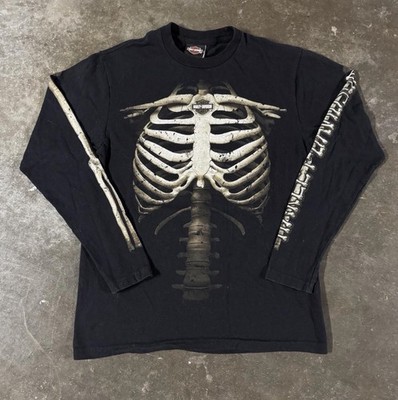 2015 Harley Davidson Skeleton Bones Long Sleeve Shirt, Size Medium