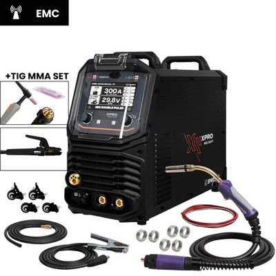 Spartus MIG MAG Schweißgerät 300A 400V Doppelpuls 4in1 Synergic Alu WIG MMA FLUX