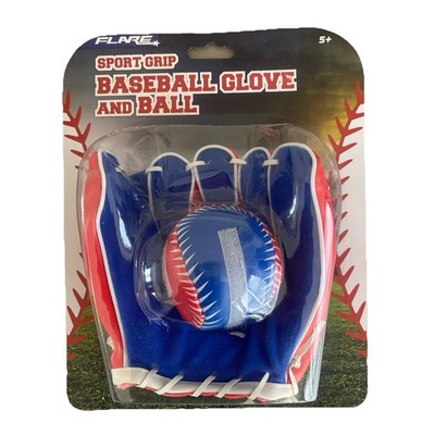 KIDS BASEBALL GLOVE AND BALL BEGINNER SET (NO DROP GRIP BALL) FREE SHIPPING NEW