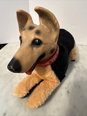 VTG 60s Rubber Face Rin Tin Tin Plush Sitting German Shepherd Dog Stuffed Animal