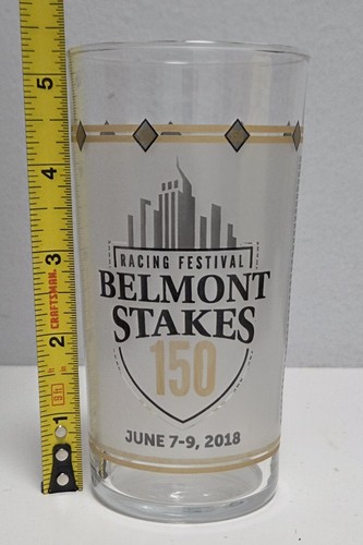 2018 Belmont Stakes 150th Running Belmont Jewel/Mint Julep 5.25" Glass- JUSTIFY - Picture 3 of 3