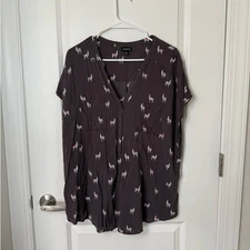 torrid Llama Print Button Down Blouse