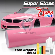 ESSMO PET Super Gloss Light Pink Car Vehicle Vinyl Wrap Decal Sheet Like Paint