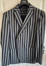M & S Autograph Mens Striped Boating Blazer Size 44R