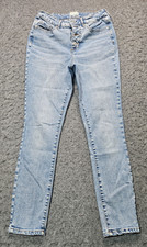 Wonderfly high rise skinny ankle blue denim button up jeans women size 4R