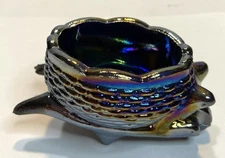 Vintage Wheelbarrow Carnival Glass Open Salt Cellar Figurine Iridescent EUC!