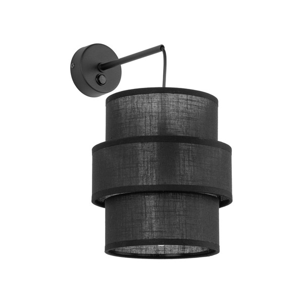 Wandleuchte Mit Schalter H: 33 Cm Stoff Metall Pendelarm Schwarz E27 Wandlampe-image