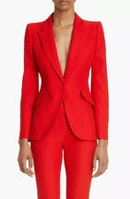 Alexander McQueen Single Button Red Wool Blazer Size 48 RRP $2200