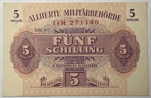 1944 Austria Military 5 Shilling Banknote Good Condition Combine Shipping