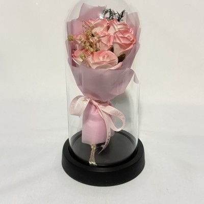 Artificial Flowers Eternal Rose In Glass Dome with Led Light Gifts for Womens