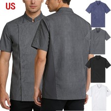 US YiZYiF Mens Short Sleeve Chef Coat Chef Jacket Breathable Working Uniform